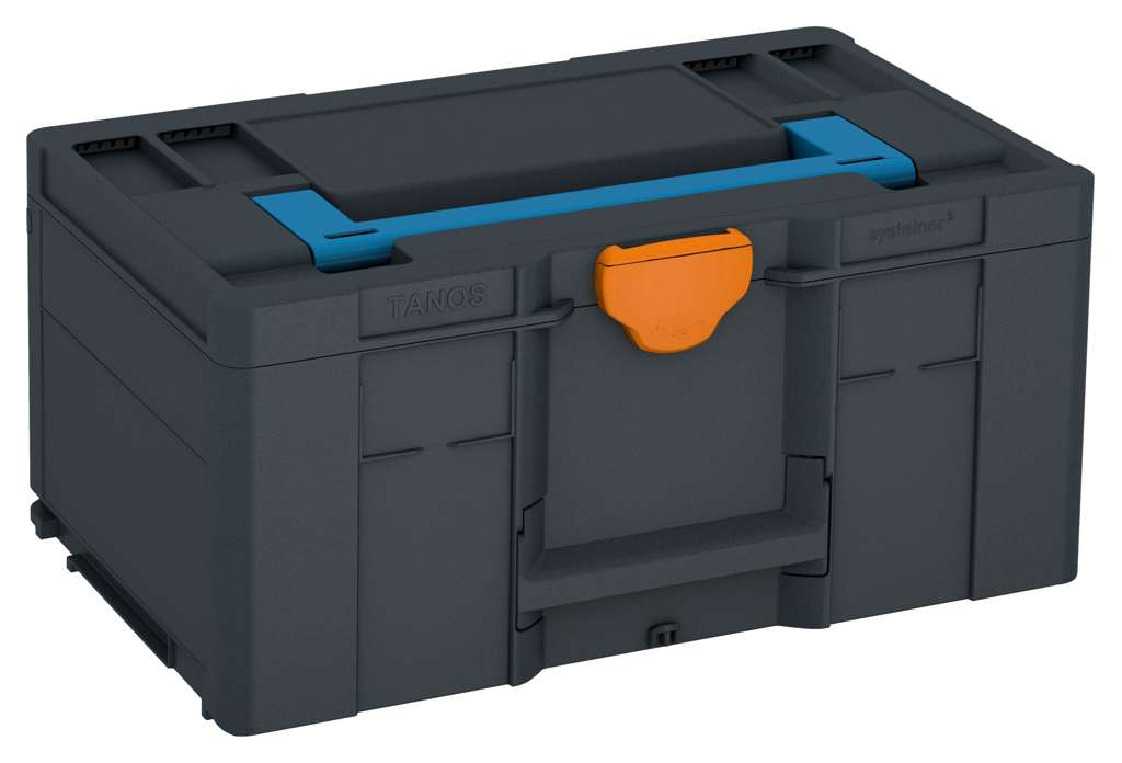 Systainer³ L 237, Anthracite with Sky Blue lid handle and Deep Orange catches