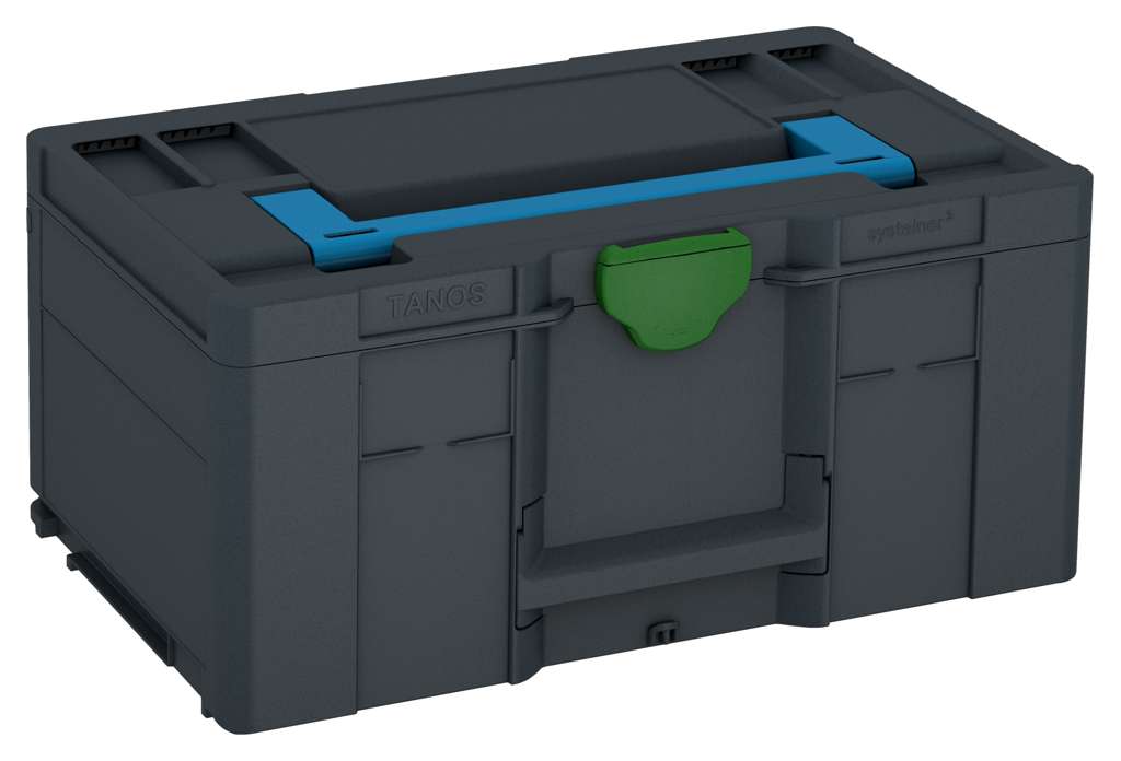 Systainer³ L 237, Anthracite with Sky Blue lid handle and Emerald Green catches