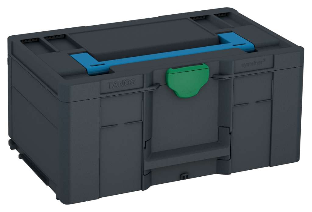 Systainer³ L 237, Anthracite with Sky Blue lid handle and Signal Green catches