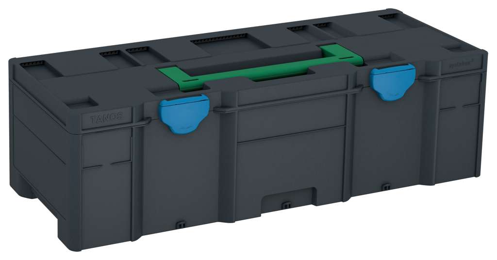Systainer³ XXL 237, Anthracite with Signal Green lid handle and Sky Blue catches