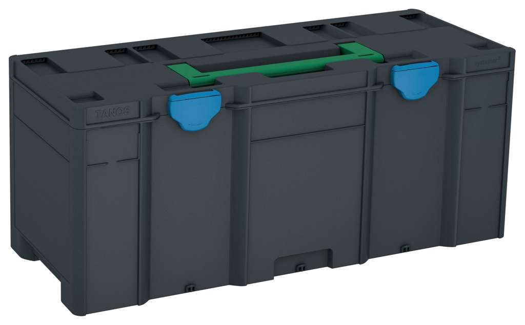 Systainer³ XXL 337, Anthracite with Signal Green lid handle and Sky Blue catches