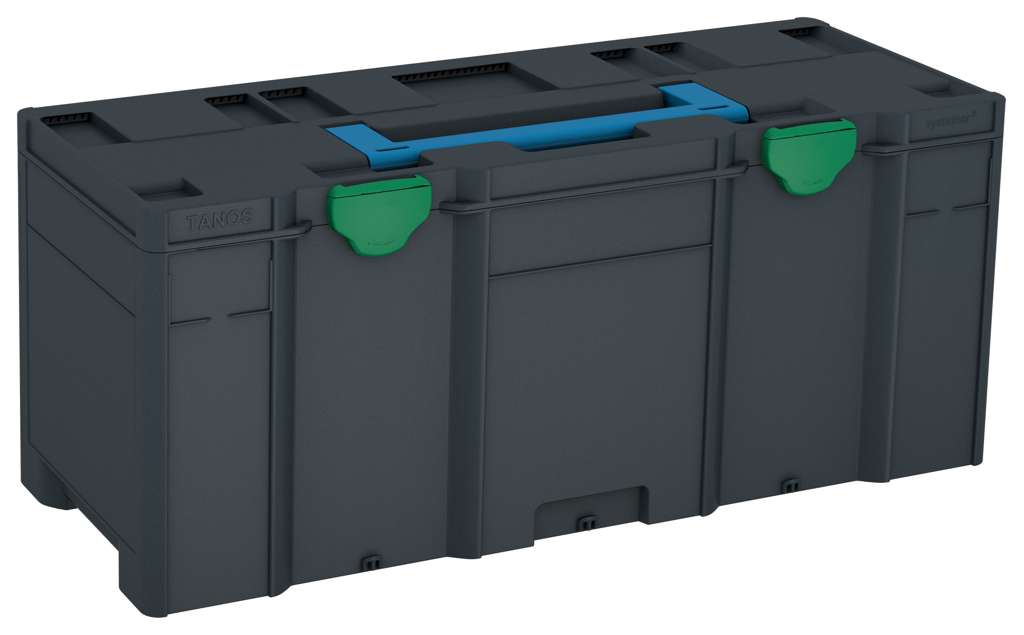 Systainer³ XXL 337, Anthracite with Sky Blue lid handle and Signal Green catches