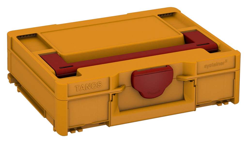 Systainer³ M 112, Daffodil Yellow with Carmine Red lid handle and Carmine Red catches