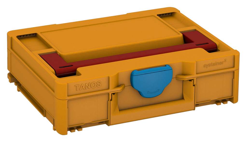 Systainer³ M 112, Daffodil Yellow with Carmine Red lid handle and Sky Blue catches