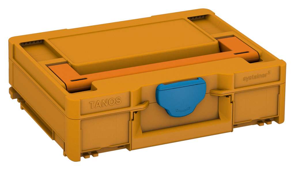 Systainer³ M 112, Daffodil Yellow with Deep Orange lid handle and Sky Blue catches