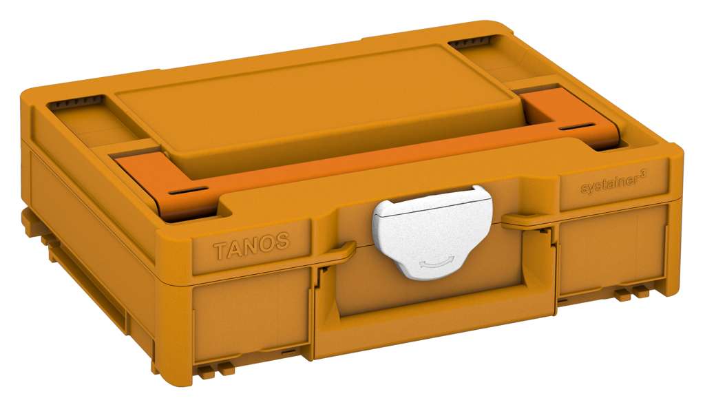 Systainer³ M 112, Daffodil Yellow with Deep Orange lid handle and White catches