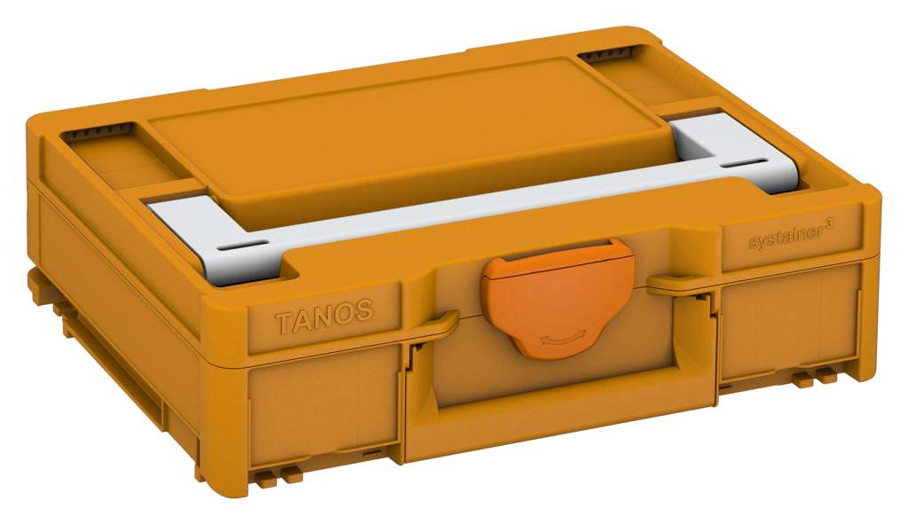 Systainer³ M 112, Daffodil Yellow with Light Grey lid handle and Deep Orange catches