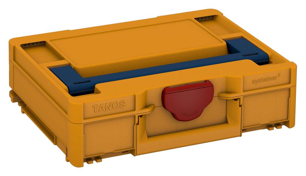 Systainer³ M 112, Daffodil Yellow with Sapphire Blue lid handle and Carmine Red catches