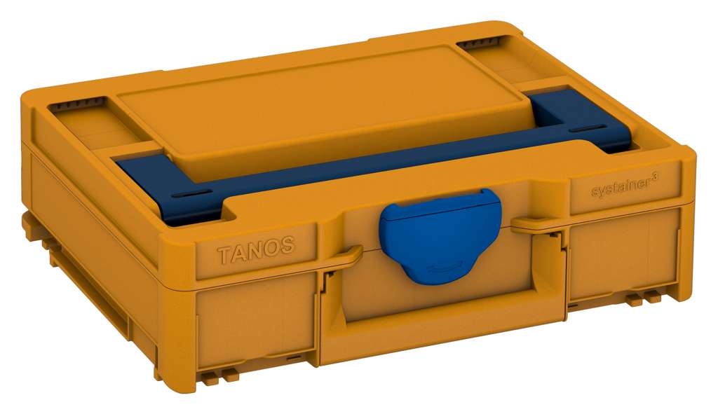 Systainer³ M 112, Daffodil Yellow with Sapphire Blue lid handle and Signal Blue catches