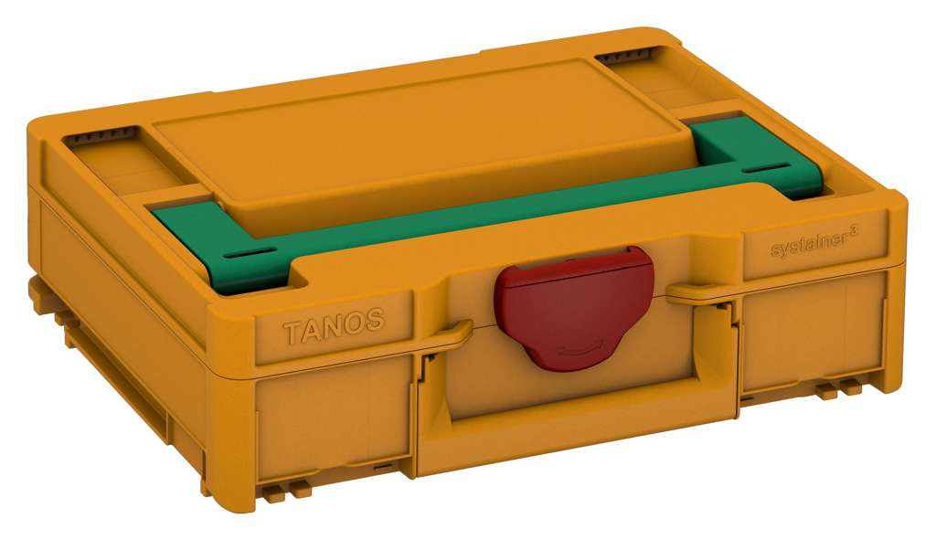Systainer³ M 112, Daffodil Yellow with Signal Green lid handle and Carmine Red catches
