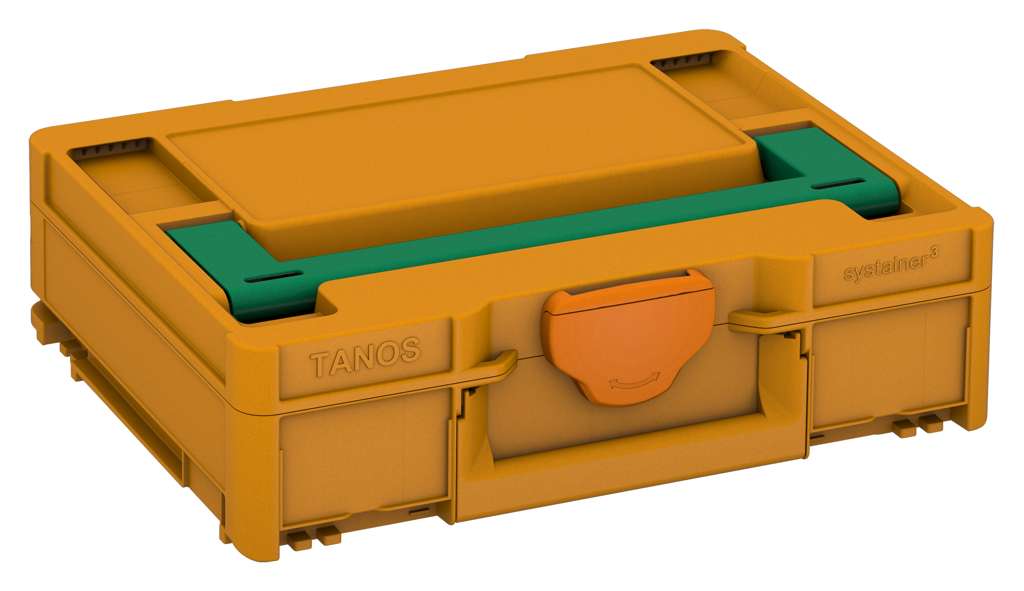 Systainer³ M 112, Daffodil Yellow with Signal Green lid handle and Deep Orange catches