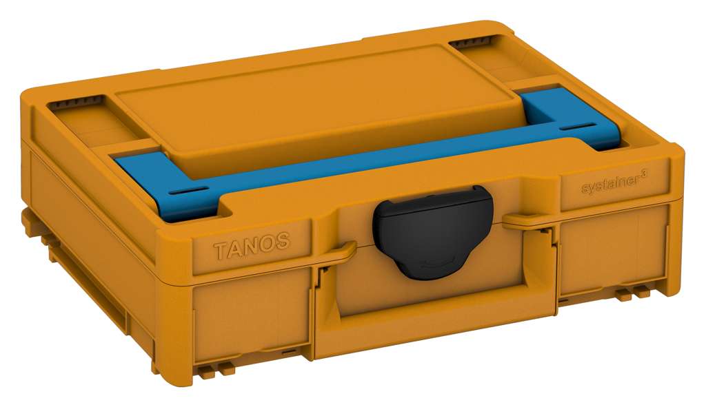 Systainer³ M 112, Daffodil Yellow with Sky Blue lid handle and Black catches