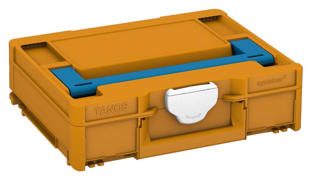 Systainer³ M 112, Daffodil Yellow with Sky Blue lid handle and White catches