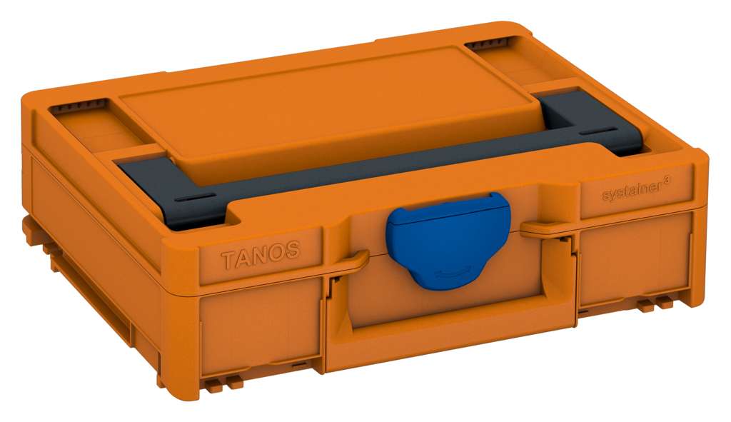 Systainer³ M 112, Deep Orange with Anthracite lid handle and Signal Blue catches
