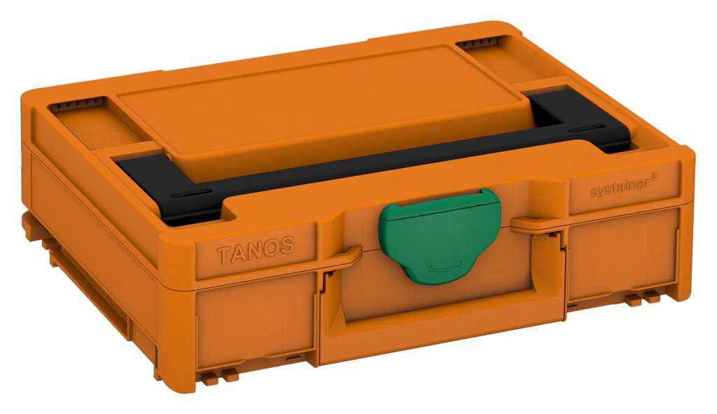 Systainer³ M 112, Deep Orange with Black lid handle and Signal Green catches