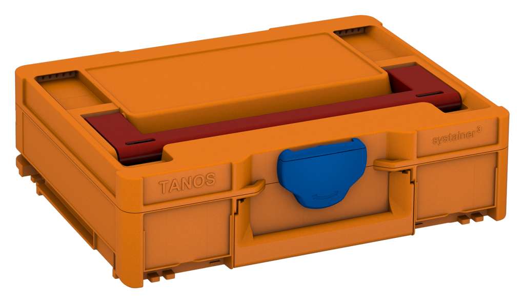 Systainer³ M 112, Deep Orange with Carmine Red lid handle and Signal Blue catches