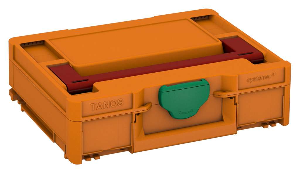 Systainer³ M 112, Deep Orange with Carmine Red lid handle and Signal Green catches
