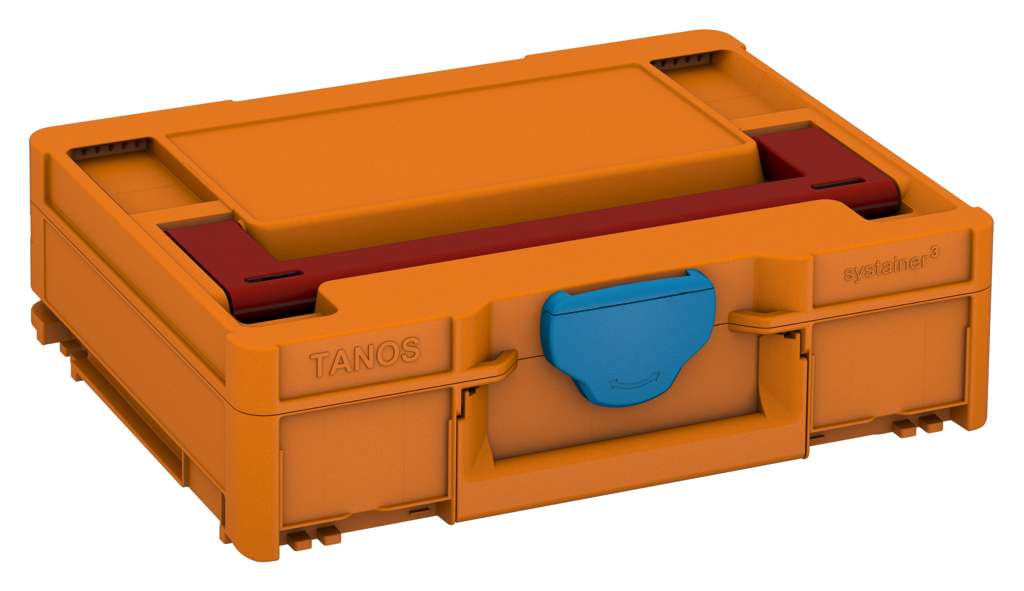 Systainer³ M 112, Deep Orange with Carmine Red lid handle and Sky Blue catches