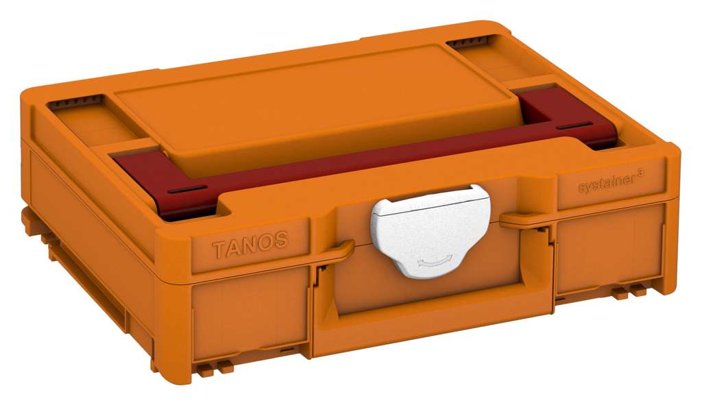 Systainer³ M 112, Deep Orange with Carmine Red lid handle and White catches