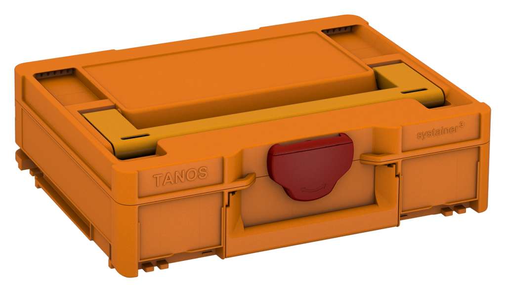 Systainer³ M 112, Deep Orange with Daffodil Yellow lid handle and Carmine Red catches