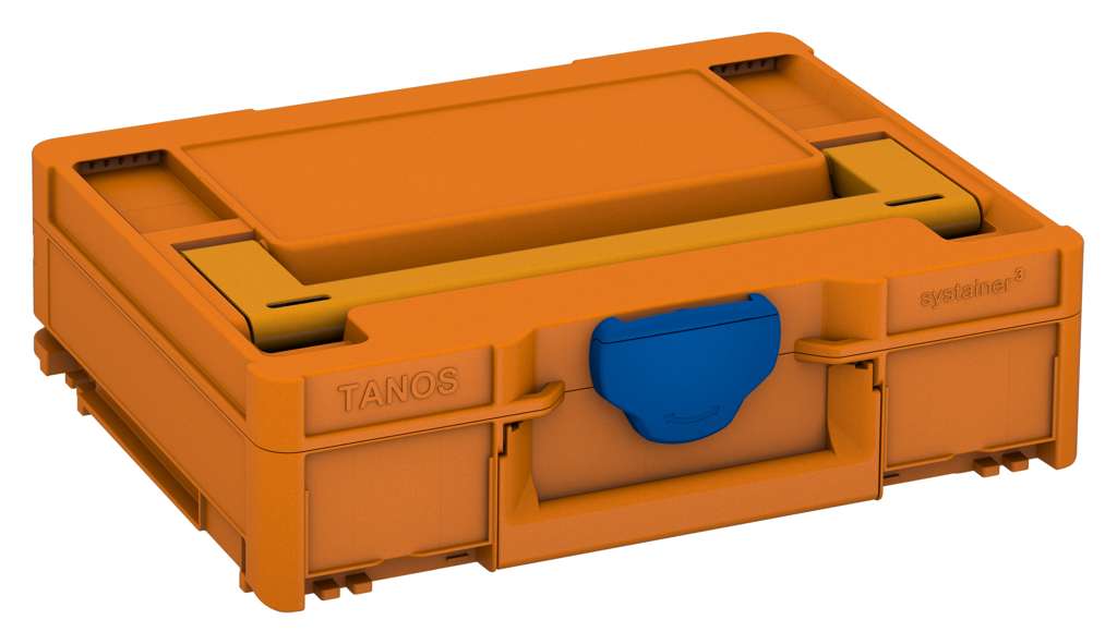 Systainer³ M 112, Deep Orange with Daffodil Yellow lid handle and Signal Blue catches