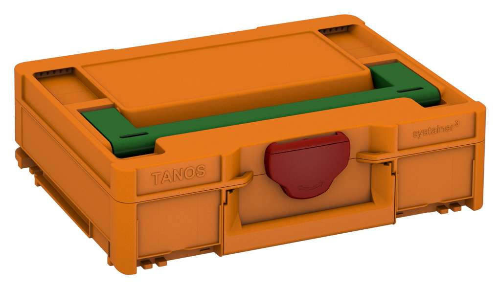 Systainer³ M 112, Deep Orange with Emerald Green lid handle and Carmine Red catches