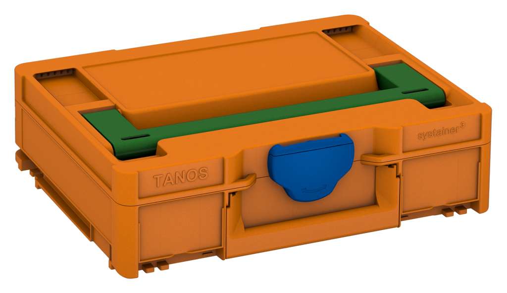 Systainer³ M 112, Deep Orange with Emerald Green lid handle and Signal Blue catches
