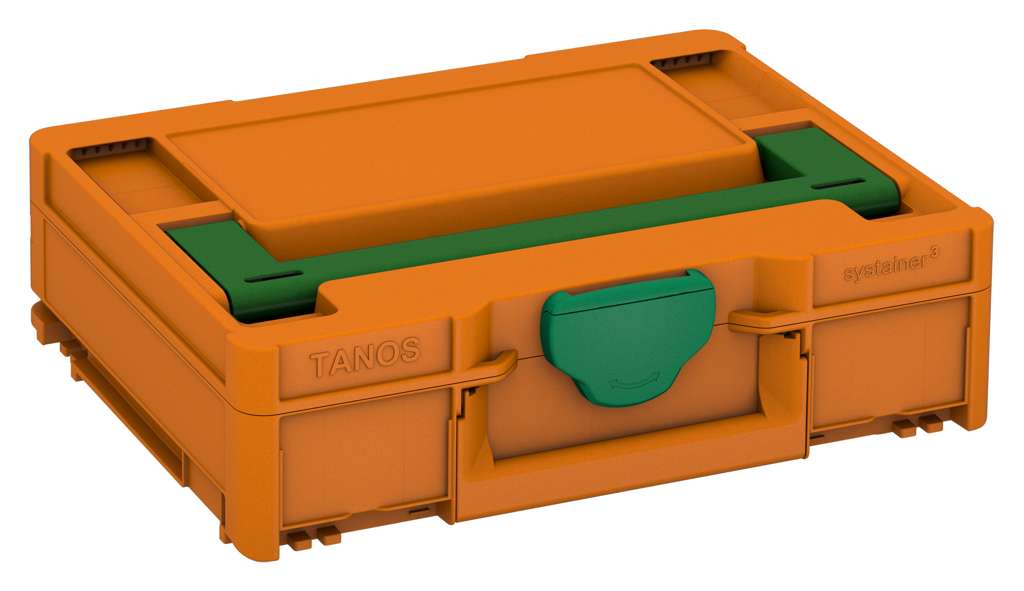 Systainer³ M 112, Deep Orange with Emerald Green lid handle and Signal Green catches