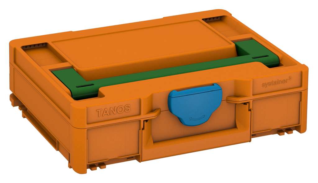 Systainer³ M 112, Deep Orange with Emerald Green lid handle and Sky Blue catches