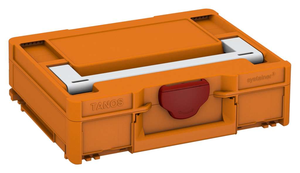 Systainer³ M 112, Deep Orange with Light Grey lid handle and Carmine Red catches