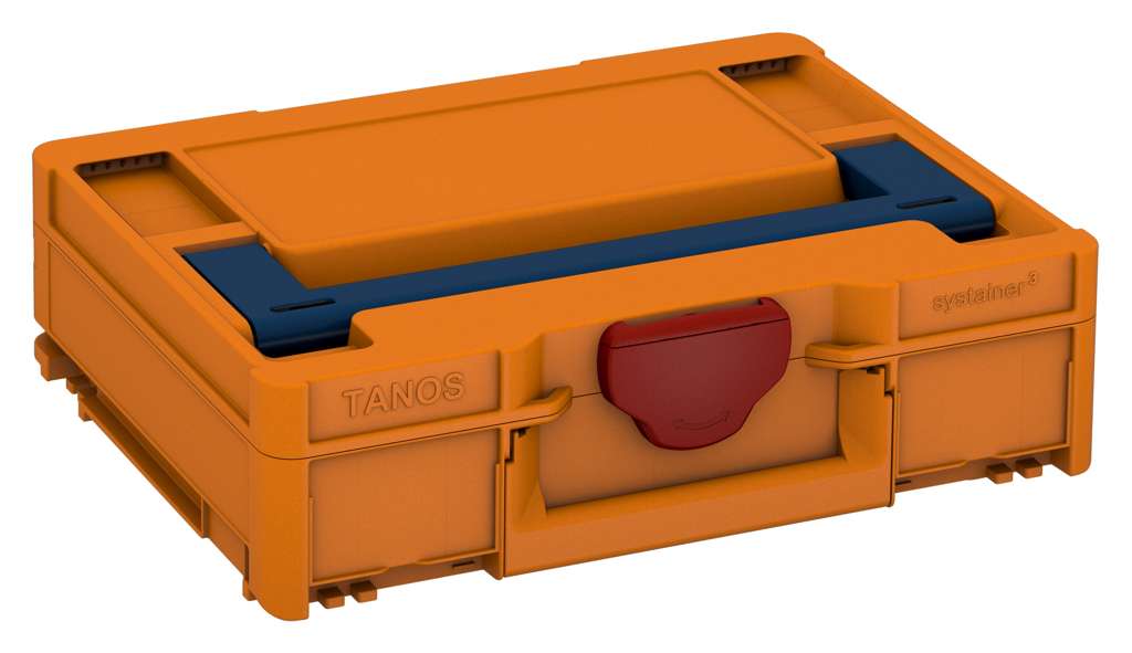 Systainer³ M 112, Deep Orange with Sapphire Blue lid handle and Carmine Red catches
