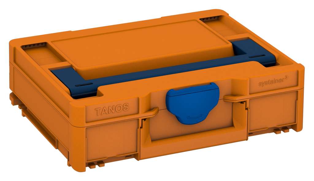 Systainer³ M 112, Deep Orange with Sapphire Blue lid handle and Signal Blue catches