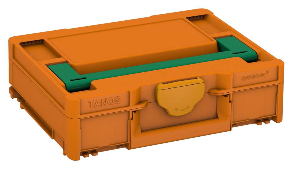 Systainer³ M 112, Deep Orange with Signal Green lid handle and Daffodil Yellow catches