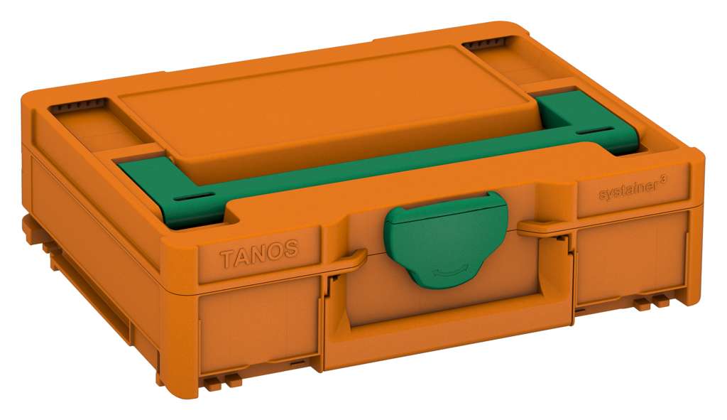 Systainer³ M 112, Deep Orange with Signal Green lid handle and Signal Green catches