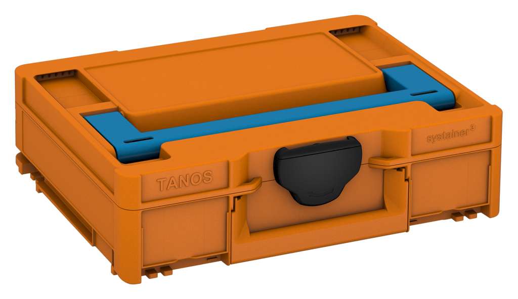 Systainer³ M 112, Deep Orange with Sky Blue lid handle and Black catches