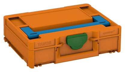 Systainer³ M 112, Deep Orange with Sky Blue lid handle and Emerald Green catches