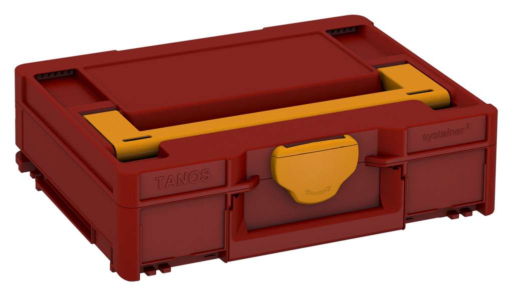 Systainer³ M 112, Carmine Red with Daffodil Yellow lid handle and Daffodil Yellow catches