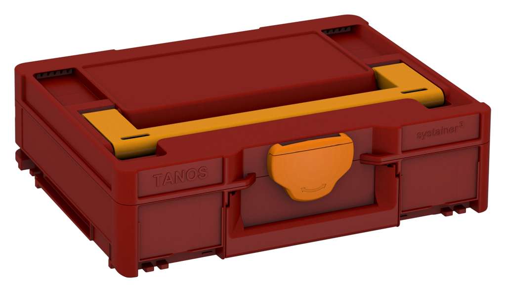 Systainer³ M 112, Carmine Red with Daffodil Yellow lid handle and Deep Orange catches