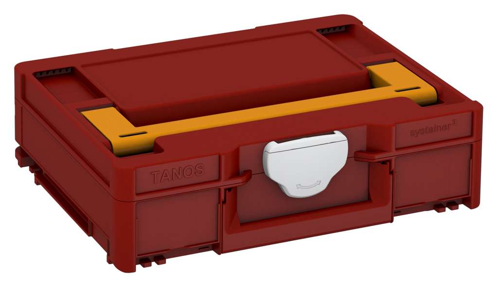 Systainer³ M 112, Carmine Red with Daffodil Yellow lid handle and Light Grey catches