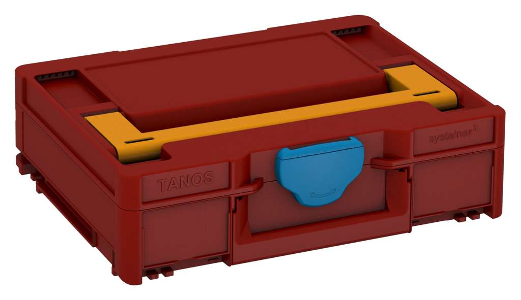 Systainer³ M 112, Carmine Red with Daffodil Yellow lid handle and Sky Blue catches