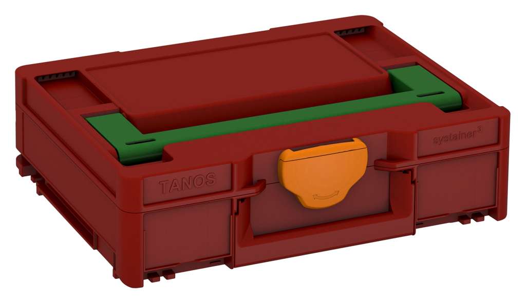 Systainer³ M 112, Carmine Red with Emerald Green lid handle and Deep Orange catches