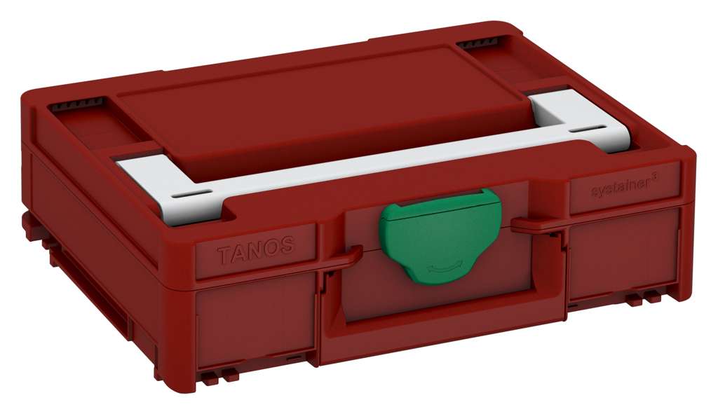 Systainer³ M 112, Carmine Red with Light Grey lid handle and Signal Green catches