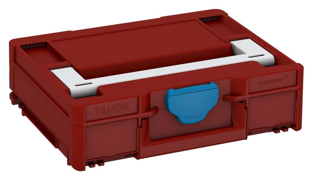 Systainer³ M 112, Carmine Red with Light Grey lid handle and Sky Blue catches