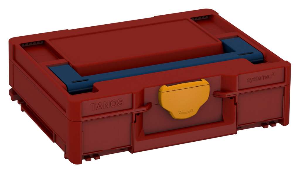 Systainer³ M 112, Carmine Red with Sapphire Blue lid handle and Daffodil Yellow catches