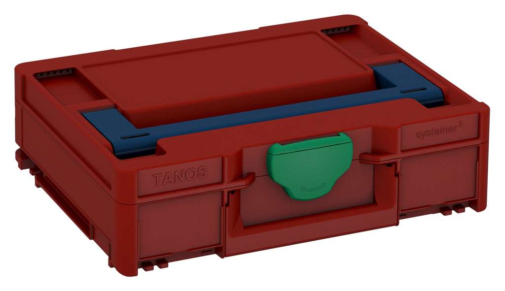 Systainer³ M 112, Carmine Red with Sapphire Blue lid handle and Signal Green catches