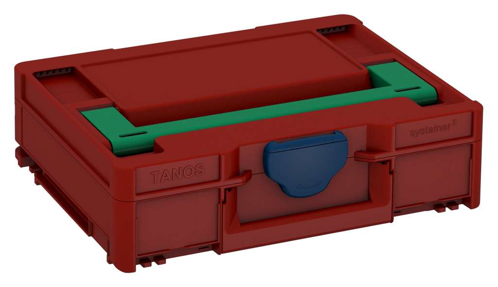 Systainer³ M 112, Carmine Red with Signal Green lid handle and Sapphire Blue catches