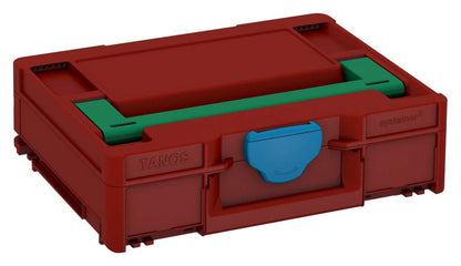 Systainer³ M 112, Carmine Red with Signal Green lid handle and Sky Blue catches