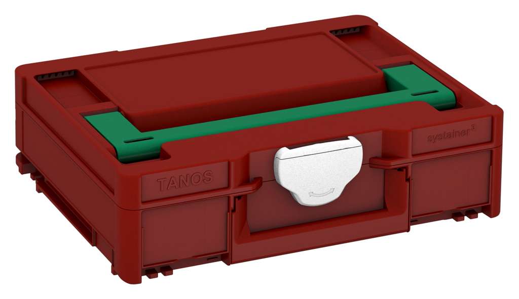 Systainer³ M 112, Carmine Red with Signal Green lid handle and White catches