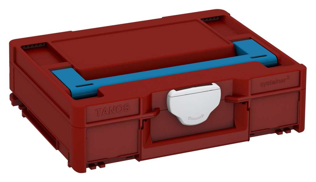 Systainer³ M 112, Carmine Red with Sky Blue lid handle and Light Grey catches