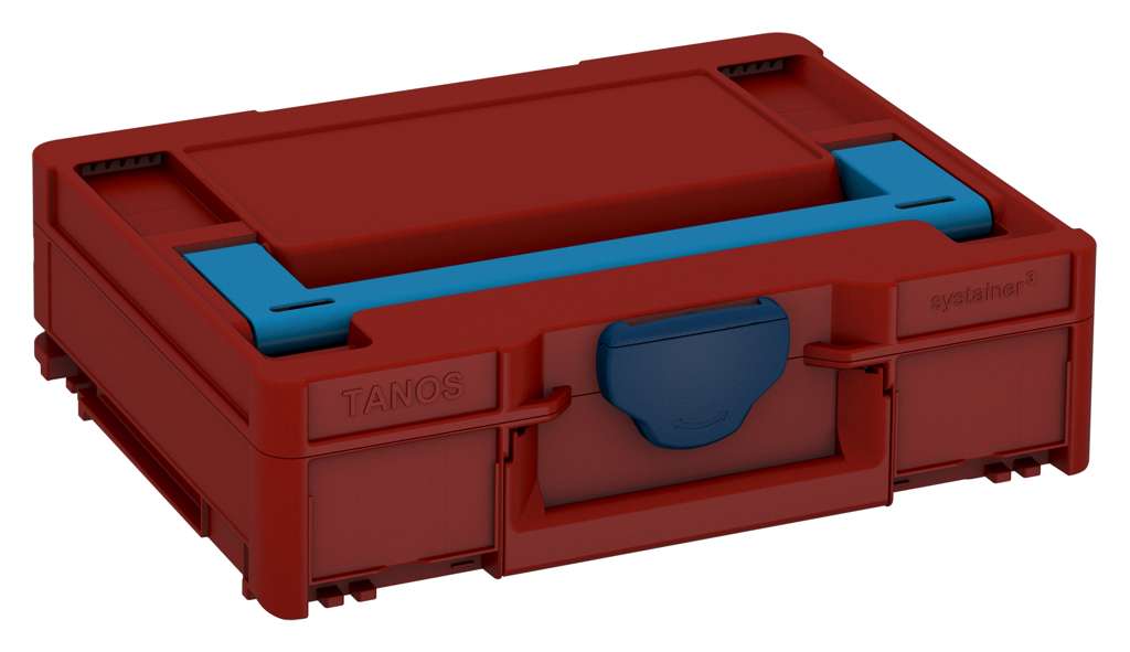 Systainer³ M 112, Carmine Red with Sky Blue lid handle and Sapphire Blue catches